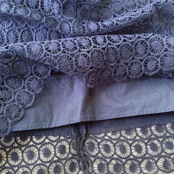 Ann Taylor Loft Sz 6 Womens Navy Blue Crochet Eyelet Skirt Knee Length Lined - Picture 5 of 11